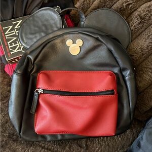 Black and Red Backpack with Mouse Ears